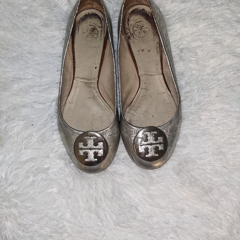 Gold tory burch flats